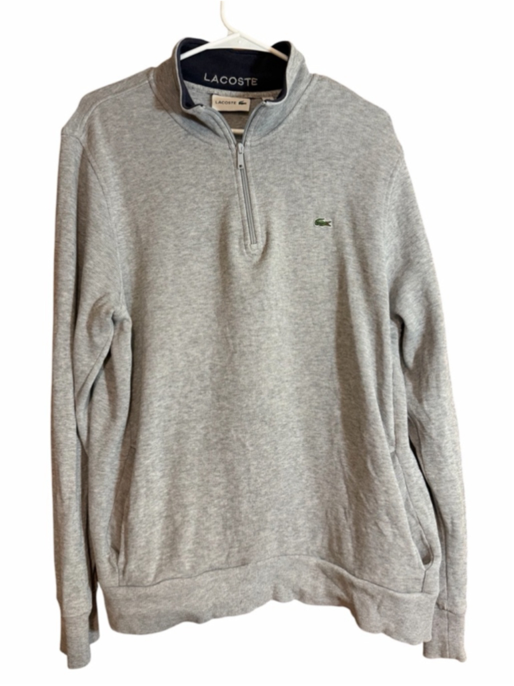 Lacoste light gray quarter zip cotton sweatshirt men’s XL